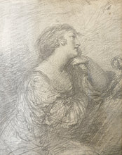 Load image into Gallery viewer, Robert Smirke R.A. Pencil Study A Young Woman Leaning On A Harp Circa.1800

