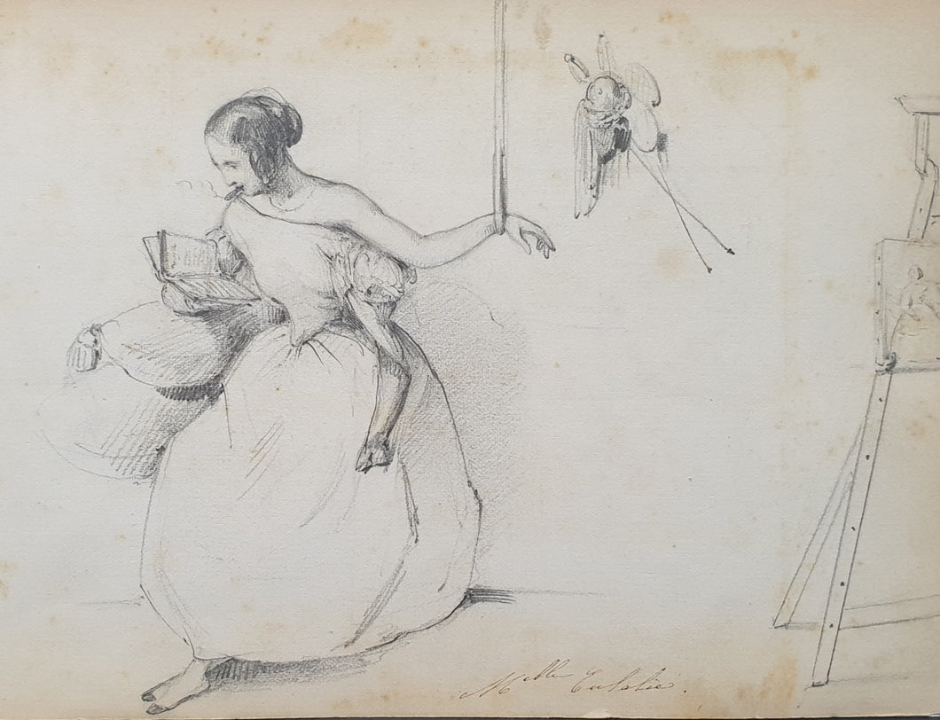 19th.Century French School Pencil Study Of An Artists Model Circa.1840