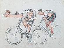 Load image into Gallery viewer, &quot;Won By A Neck&quot; Late 19th.Century Cycling Watercolour Circa.1890
