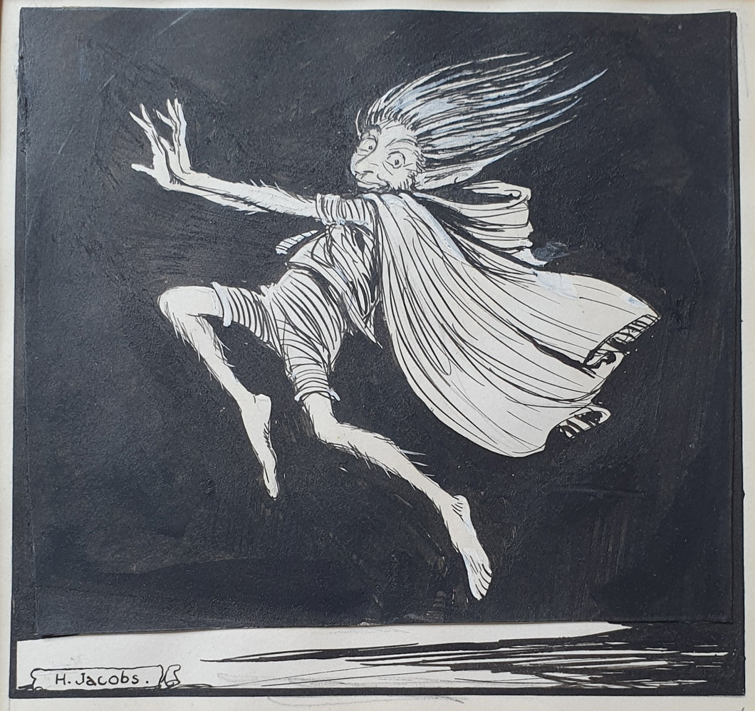 Helen Mary Jacobs Pen And Ink Drawing Study Of A Leaping Sprite Circa.1925