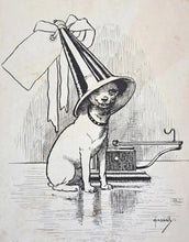 Load image into Gallery viewer, John Hassall Pen And Ink Drawing Nipper The HMV Dog Circa.1910
