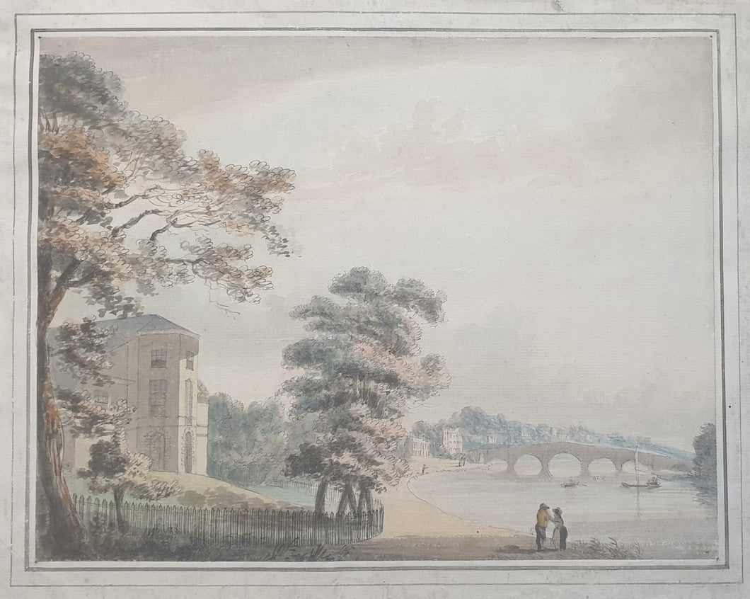 18th.Century British School Topographical Watercolour Drawing The River Thames At Richmond From Asgill House Circa.1780