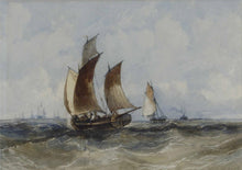 Load image into Gallery viewer, William Adolphus Knell Marine Watercolour Fishing Boats In An Open Sea Circa.1850
