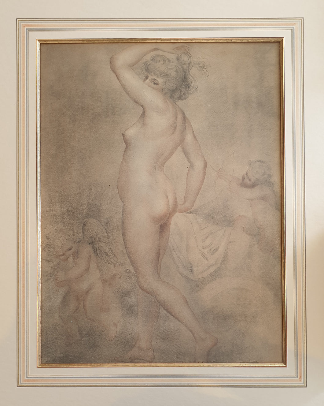 Giovanni Battista Cipriani R.A. Large Chalk Drawing Venus And Cupid Circa.1780