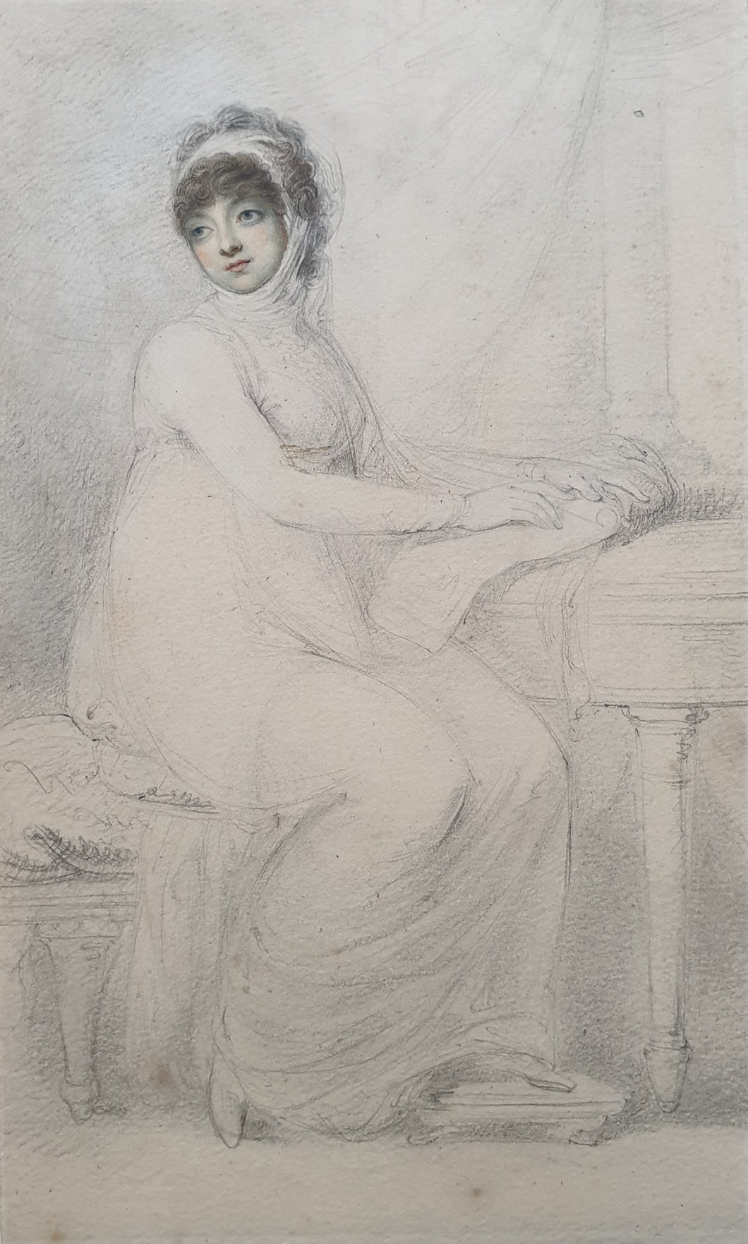Richard Cosway R.A. Pencil And Watercolour Portrait Of A Lady Circa.1790