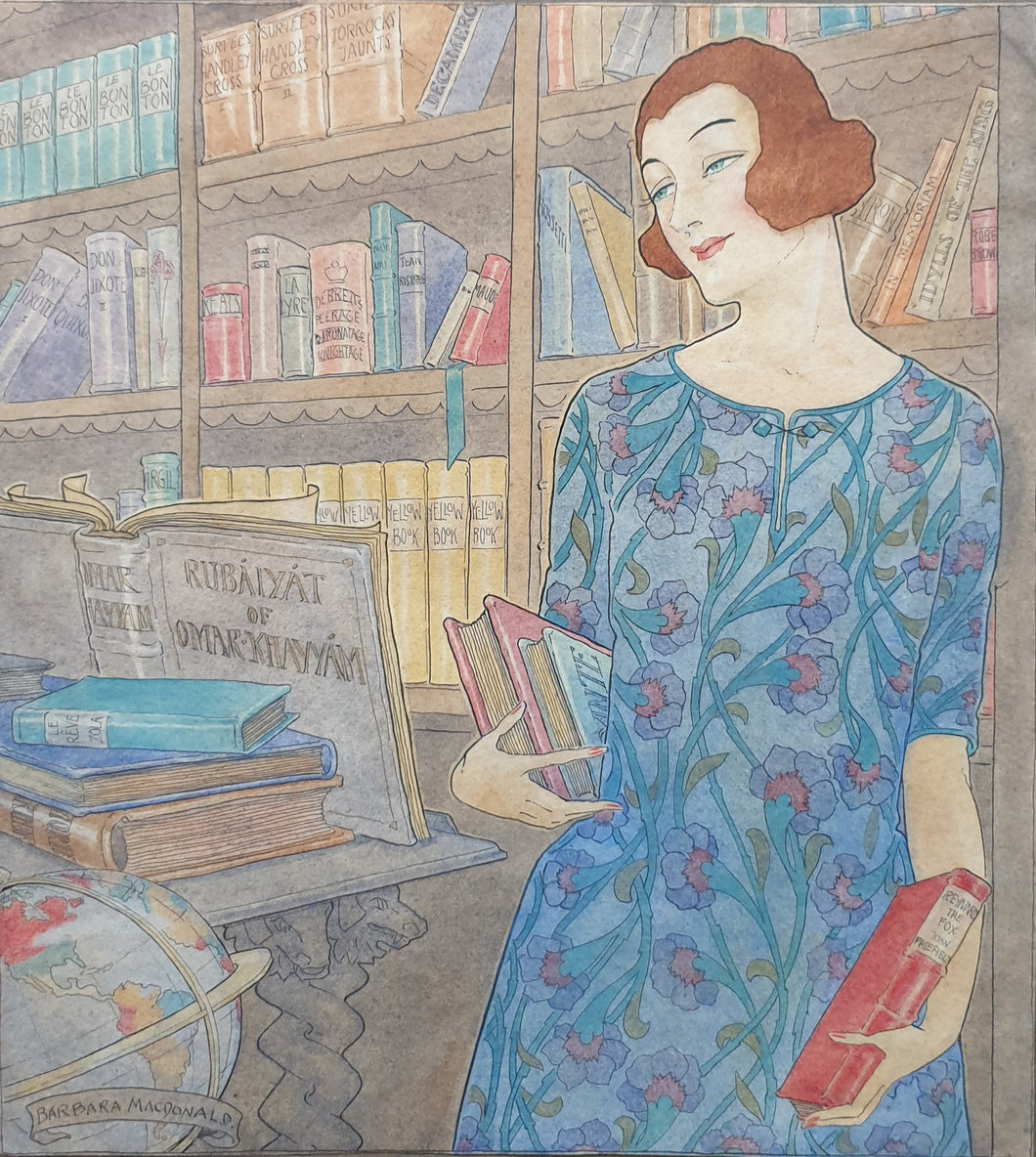 Barbara MacDonald Australian School Watercolour The Librarians Daughter Circa.1920