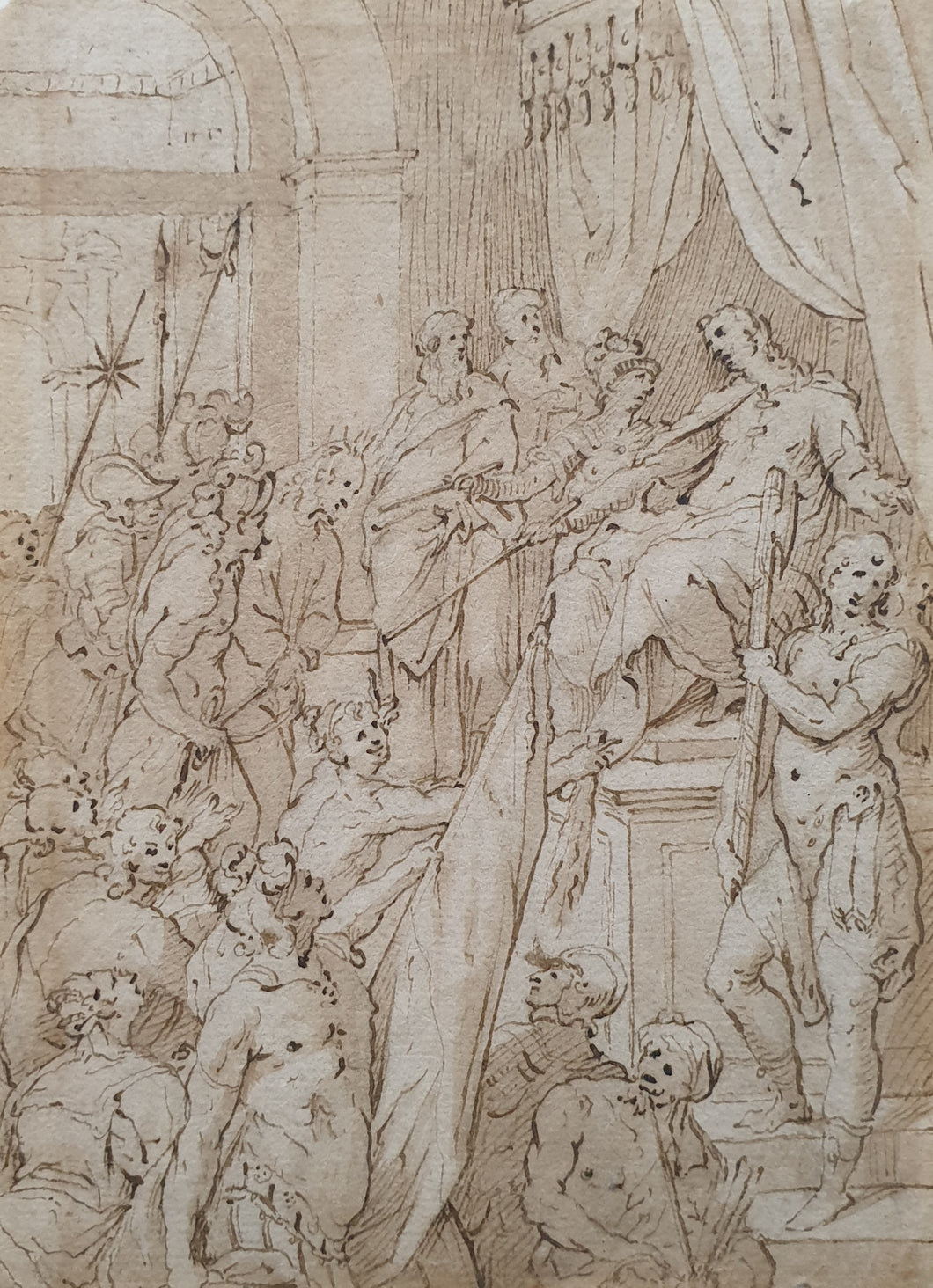 Cesare Nebbia 16th.Century Italian Mannerist Pen And Ink Drawing Christ Before Pilate Circa.1560