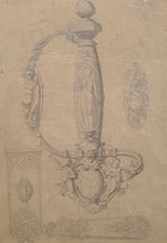 Load image into Gallery viewer, French School 19th.Century Original Design Drawing For A Sword Hilt And Fittings Circa.1830
