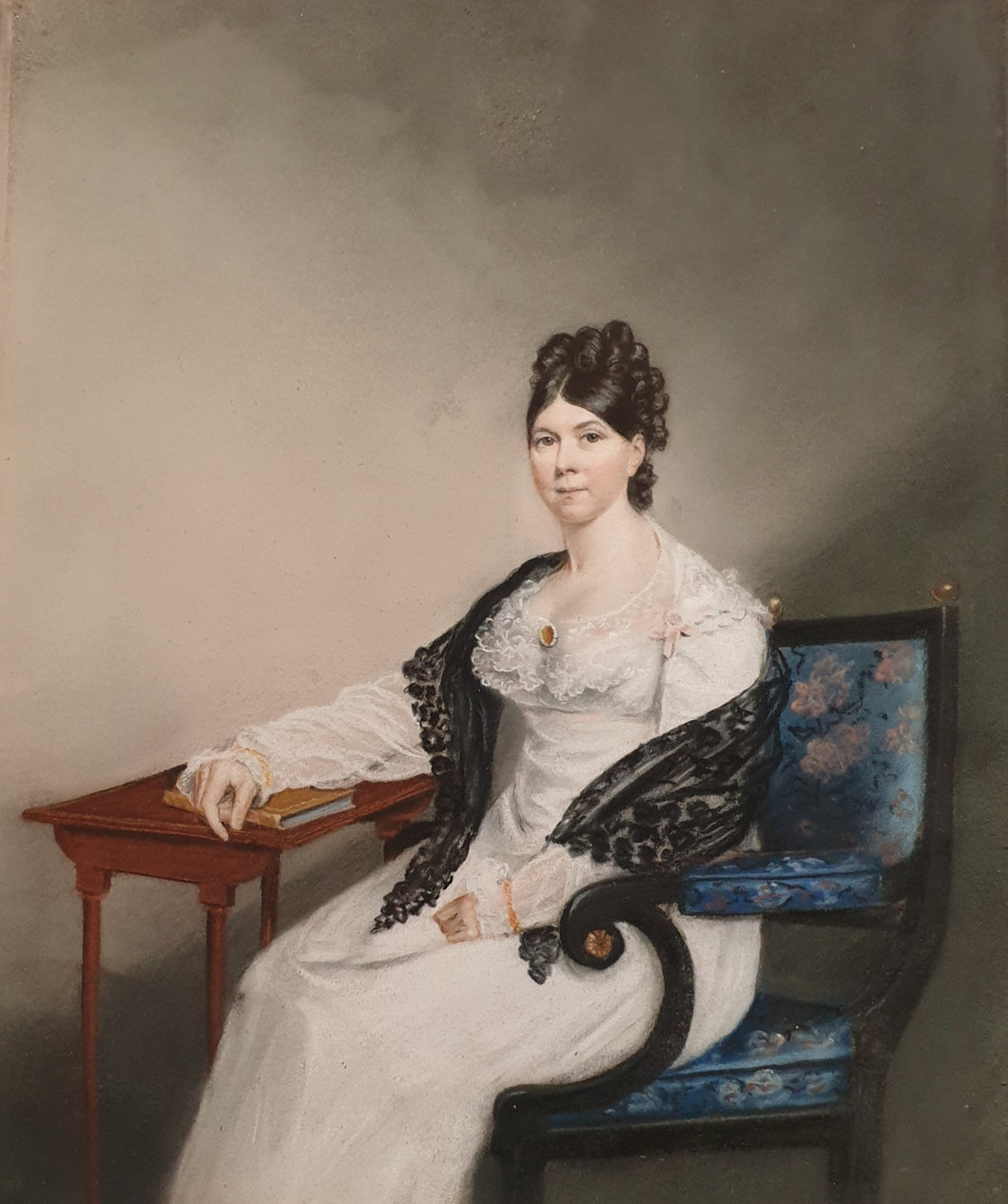 Ellen Wallace Sharples Pastel Portrait Of A Young Woman Circa.1810