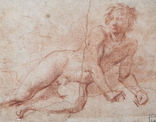 Load image into Gallery viewer, Workshop Of Andrea Del Sarto 16th Century Florentine School Red Chalk Study Of A Recumbent Man Circa.1520
