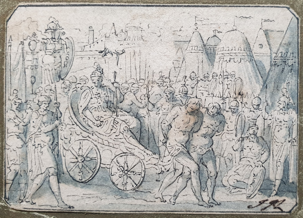 François Boitard Pen Ink And Watercolour Drawing A Roman Triumph Circa.1710