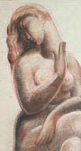 Load image into Gallery viewer, French School Art Deco Chalk Drawing B&#39;LA&#39;MANGE Circa.1930
