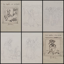Load image into Gallery viewer, Kate Greenaway A Group Of Ten Original Drawings For The Story Of A Good Girl &amp; The History Of A Bad Girl Circa.1886
