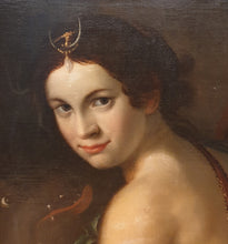 Load image into Gallery viewer, 18th.Century Irish Neoclassical School Oil Portrait Of A Lady As Diana The Huntress With Her Hound Circa.1770
