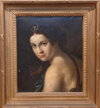 Load image into Gallery viewer, 18th.Century Irish Neoclassical School Oil Portrait Of A Lady As Diana The Huntress With Her Hound Circa.1770
