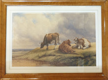 Load image into Gallery viewer, Thomas Baker Of Leamington Watercolour Cattle In A Landscape 1861
