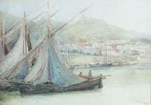 Load image into Gallery viewer, Sir Alfred East Watercolour Salerno Harbour Italy Circa.1890
