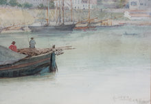 Load image into Gallery viewer, Sir Alfred East Watercolour Salerno Harbour Italy Circa.1890
