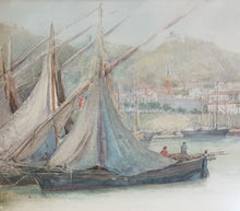 Load image into Gallery viewer, Sir Alfred East Watercolour Salerno Harbour Italy Circa.1890

