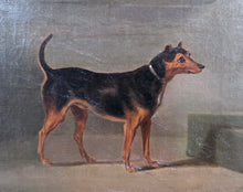 Load image into Gallery viewer, Bennett Hubbard Oil Portrait Painting Of A Black And Tan Terrier 1835
