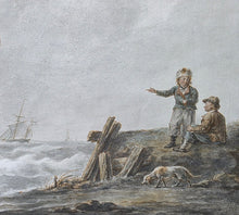 Load image into Gallery viewer, Martinus Schouman Watercolour Seascape A Danish Ship Close To Shore Circa.1790
