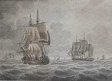 Load image into Gallery viewer, John Cleveley The Younger 18th.Century Watercolour  Sailing Vessels In An Open Sea Circa.1770
