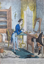 Load image into Gallery viewer, "A Dandy" Hand Coloured Satirical Etching By Charles Williams Published By SW Fores 1818
