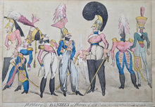 Load image into Gallery viewer, "Military Dandies Or Heroes Of 1818" Hand Coloured Satrirical Etching Published By SW Fores 1818
