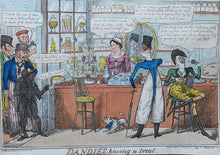 Load image into Gallery viewer, "Dandies Having A Treat" Hand Coloured Satirical Etching By IR Cruickshank Published By T Tegg 1818
