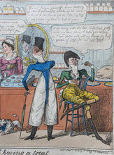 Load image into Gallery viewer, "Dandies Having A Treat" Hand Coloured Satirical Etching By IR Cruickshank Published By T Tegg 1818
