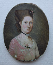Load image into Gallery viewer, 18th.Century Oil Portrait Miniature Painting Catherine Bassett Circa.1760
