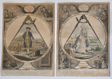 Load image into Gallery viewer, Keep Within Compass Pair Of 18th.Century Masonic Mezzotint Engravings 1785
