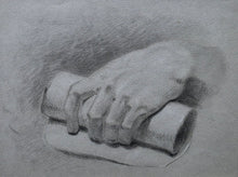 Load image into Gallery viewer, Attr. Benjamin Robert Haydon Chalk Study Of A Hand Holding A Scroll
