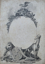 Load image into Gallery viewer, Richard Corbould Pen And Grey Wash Design For A Frontispiece With The Arms Of The Duke Of Grafton Circa.1780
