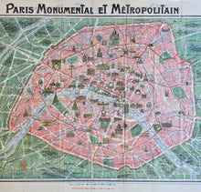 Load image into Gallery viewer, Robelin Map Of Paris Monumental Et Metropolitain Circa.1930
