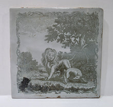 Load image into Gallery viewer, Sadler And Green Liverpool Delft Tile The Lion And The Fox Circa.1765

