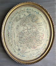 Load image into Gallery viewer, Susannah Poynder Aged Eleven Her Embroidered Silkwork Map Of England &amp; Wales 1788
