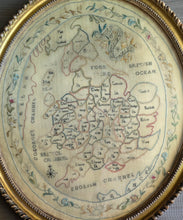 Load image into Gallery viewer, Susannah Poynder Aged Eleven Her Embroidered Silkwork Map Of England &amp; Wales 1788
