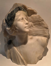 Load image into Gallery viewer, A Gennai Italian Art Nouveau Alabaster Portrait Of Sappho Circa.1890
