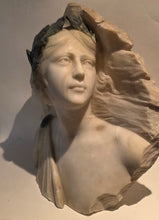 Load image into Gallery viewer, A Gennai Italian Art Nouveau Alabaster Portrait Of Sappho Circa.1890
