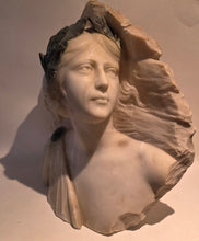 Load image into Gallery viewer, A Gennai Italian Art Nouveau Alabaster Portrait Of Sappho Circa.1890
