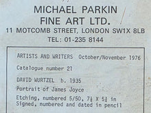 Load image into Gallery viewer, David Wurtzel Etching Portrait Of James Joyce 1976
