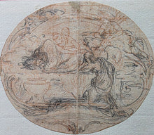 Load image into Gallery viewer, Hubert-François Gravelot Chalk Drawing Dido On Her Funeral Pyre Circa.1739
