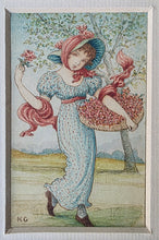 Load image into Gallery viewer, Kate Greenaway Watercolour Drawing Gathering Rose Petals Circa.1880.
