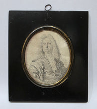Load image into Gallery viewer, F Steele Early 18th.Century Plumbago Portrait Miniature Of A Gentleman 1714
