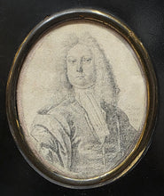 Load image into Gallery viewer, F Steele Early 18th.Century Plumbago Portrait Miniature Of A Gentleman 1714
