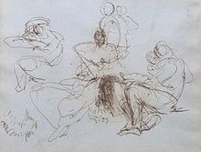 Load image into Gallery viewer, George Romney Pen And Ink Study Of A Mother Teaching Her Child To Read Circa.1780
