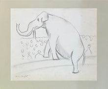 Load image into Gallery viewer, Dame Laura Knight R.A. Charcoal Drawing The Circus Elephant Circa.1930
