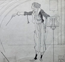 Load image into Gallery viewer, Circle Of Aubrey Beardsley Pen And Ink Drawing The Conductor Circa.1890
