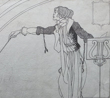 Load image into Gallery viewer, Circle Of Aubrey Beardsley Pen And Ink Drawing The Conductor Circa.1890
